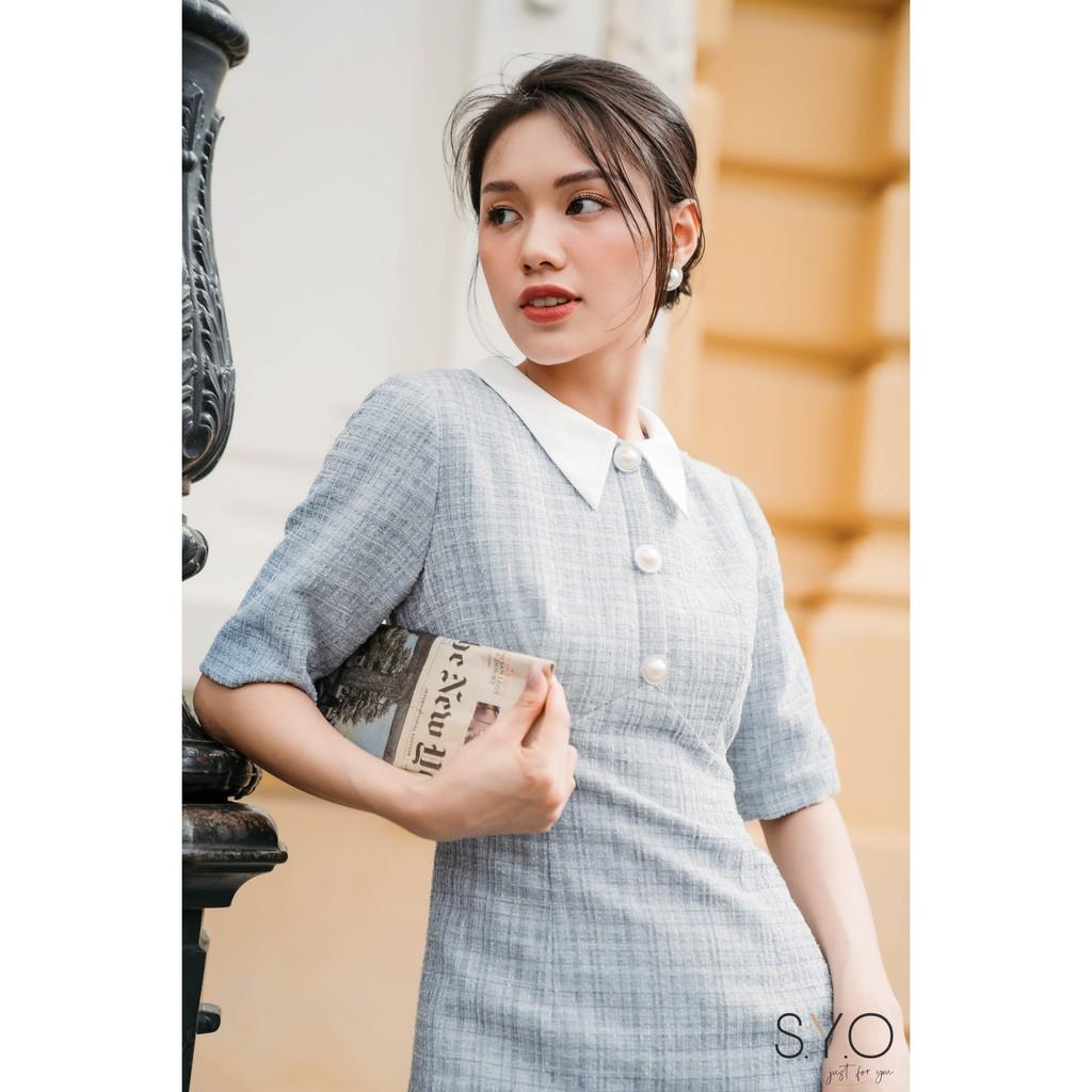 Váy Tweed Dáng A, Cổ Đức Lụa Trắng SYO D4820020