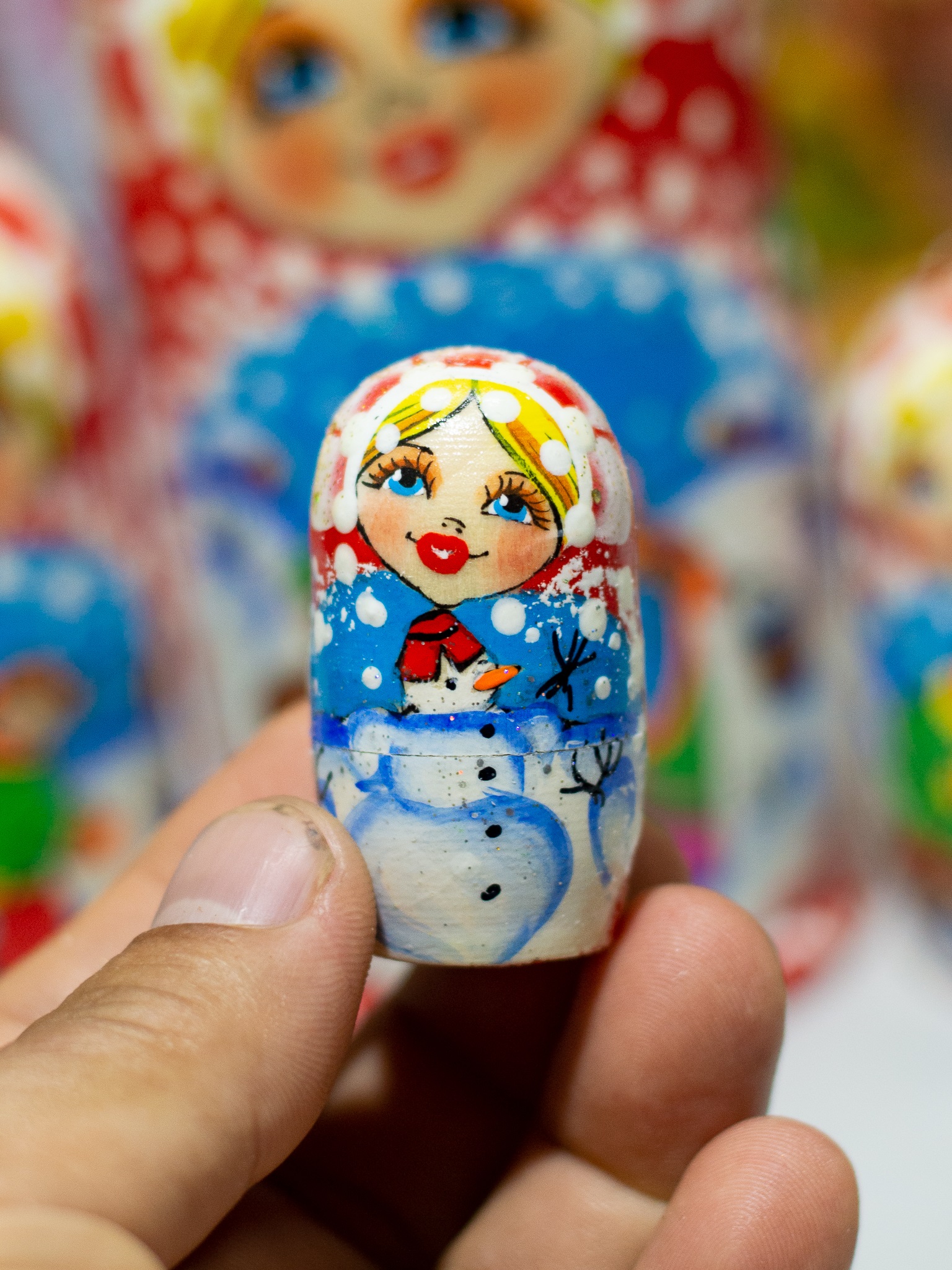 BỘ BÚP BÊ NGA MATRYOSHKA 5 LỚP SIZE 15CM "HOẠT ĐỘNG LỄ HỘI DÂN GIAN" MÀU ĐỎ