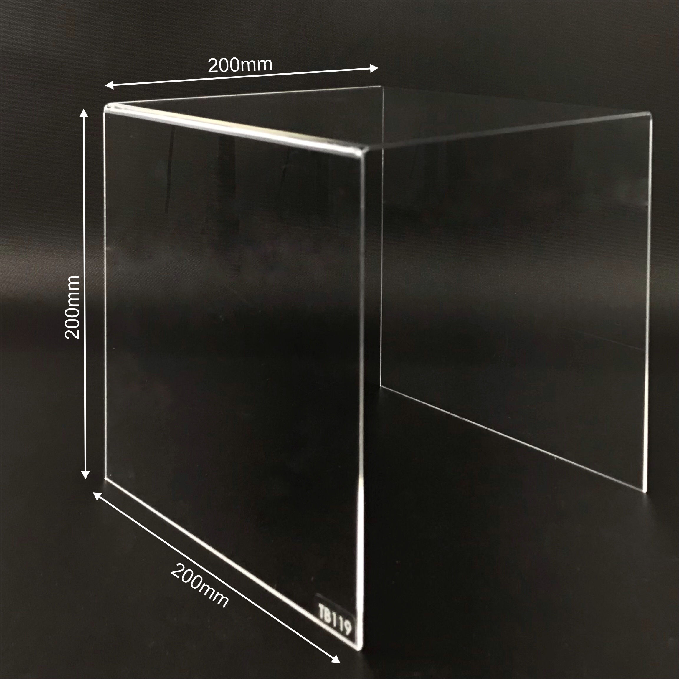 Kệ trưng bày mica 3 mặt uốn Enter TB119 200x200x200mm mica dày 2mm