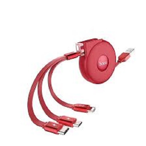 Cáp sạc điện thoại dây rút 3 in 1 tiện dụng Hoco dài 1M kết nối Lightning/ Type C/ Micro USB - Hàng chính hãng