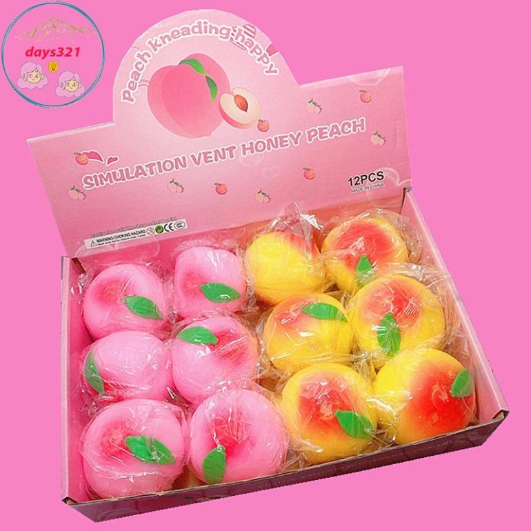 Squishy QUẢ ĐÀO Mochi đồ chơi bóp tay mềm mịn dễ thương chân thực giảm stress co dãn đàn hồi ngộ nghĩnh bóp giải trí