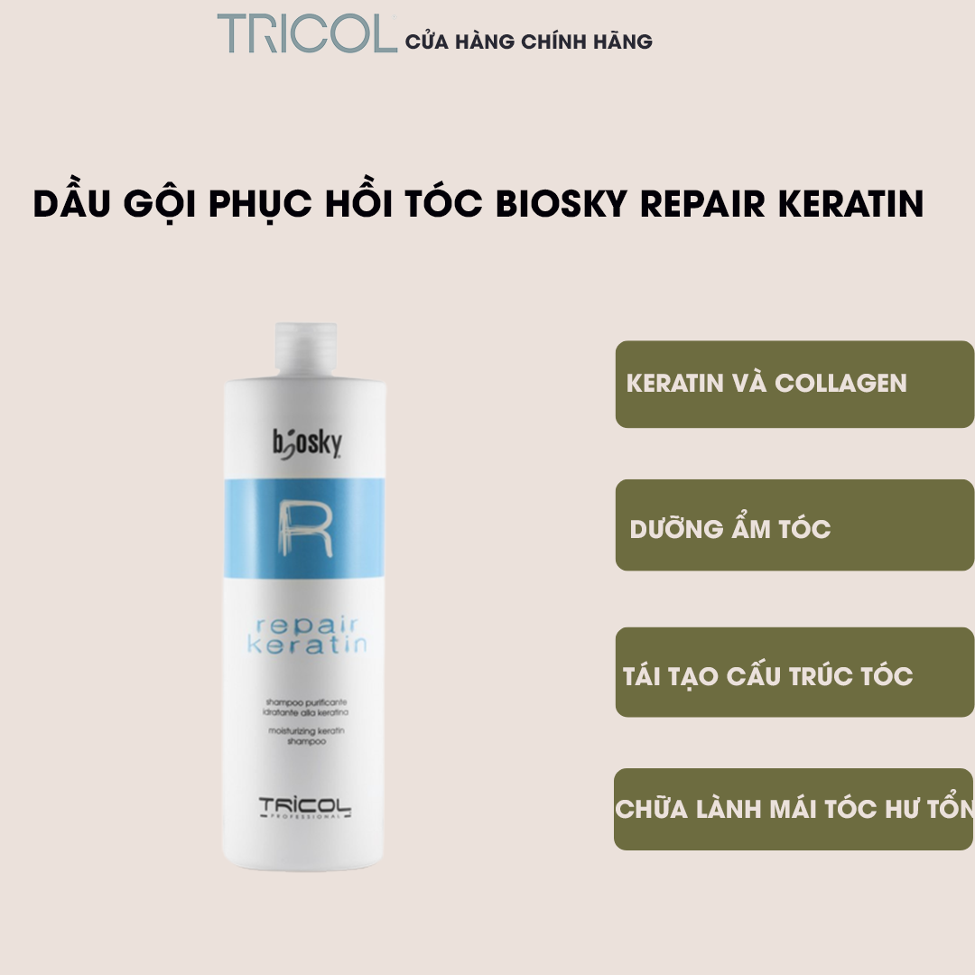 Dầu gội phục hồi, dưỡng ẩm &amp; tái cấu trúc tóc  REPAIR KERATIN SHAMPOO 1000ML