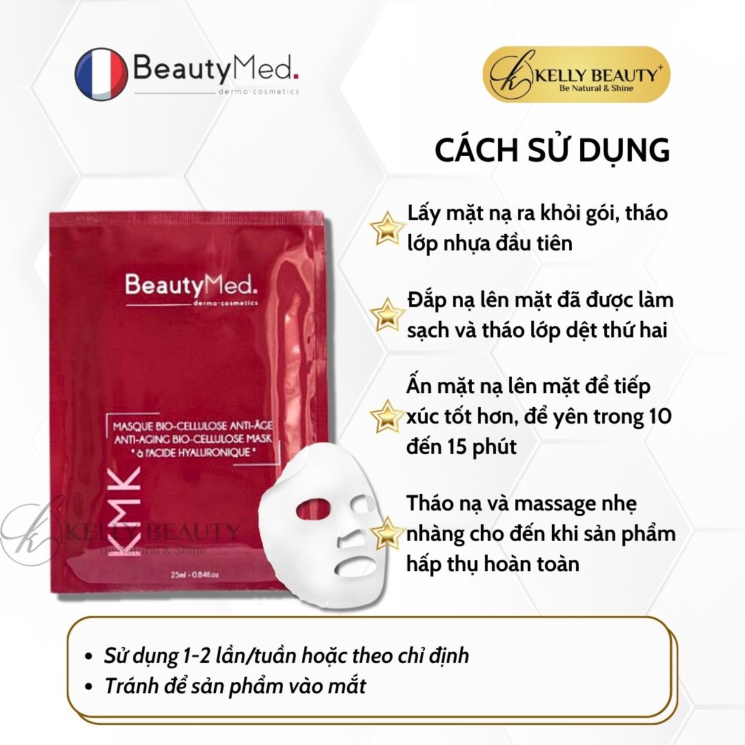 Mặt Nạ Sinh Học Chống Lão Hóa Da BeautyMed KMK Anti-Aging Bio-cellulose Mask | Kelly Beauty