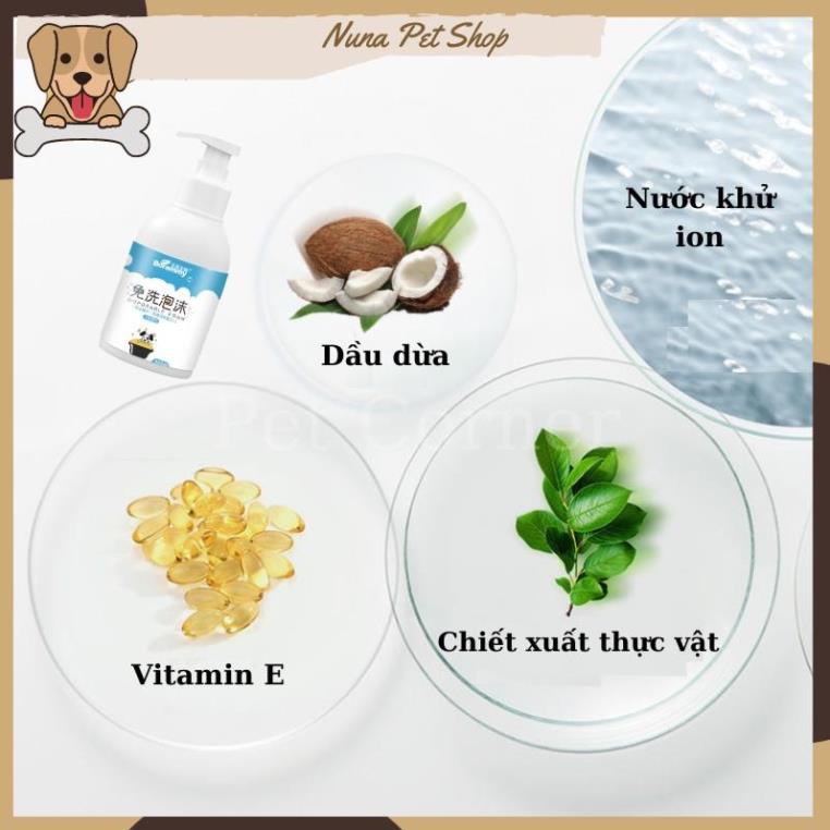 Sữa tắm khô cho chó mèo Borammy dạng bọt giúp khử mùi, diệt khuẩn và dưỡng lông
