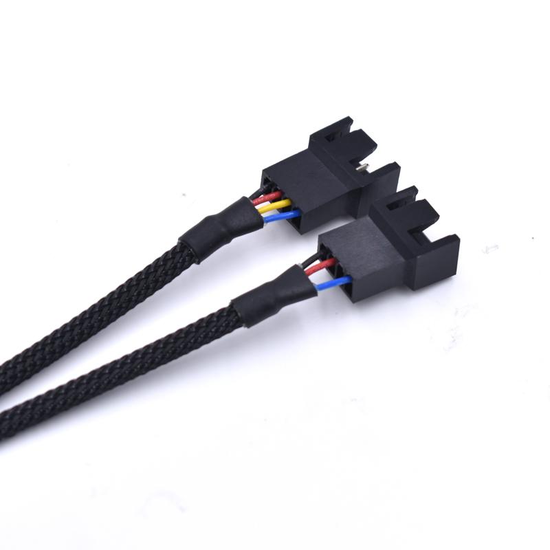 Mini 4-Pin GPU Sang Dual 4-Pin PWM Bộ Chia Quạt Cáp Có Tay Màu Đen Cho Card Đồ Họa