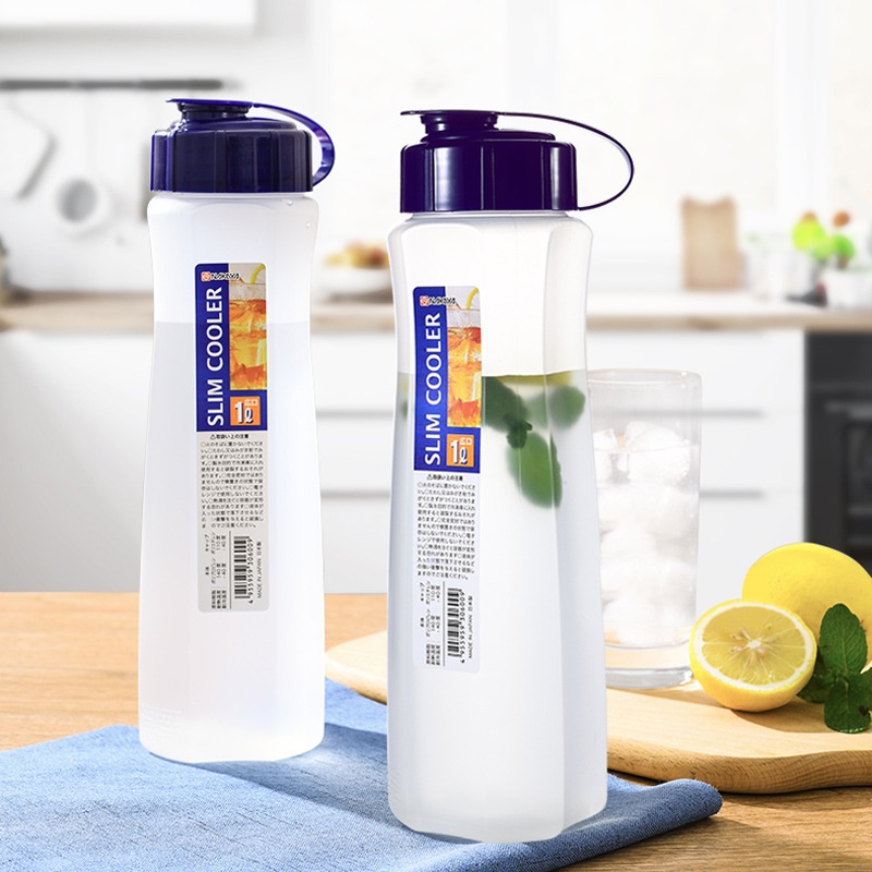 Combo hộp 4 chiếc cốc thủy tinh 240ml + Bình nước du lịch 1000ml hàng nội địa Nhật Bản