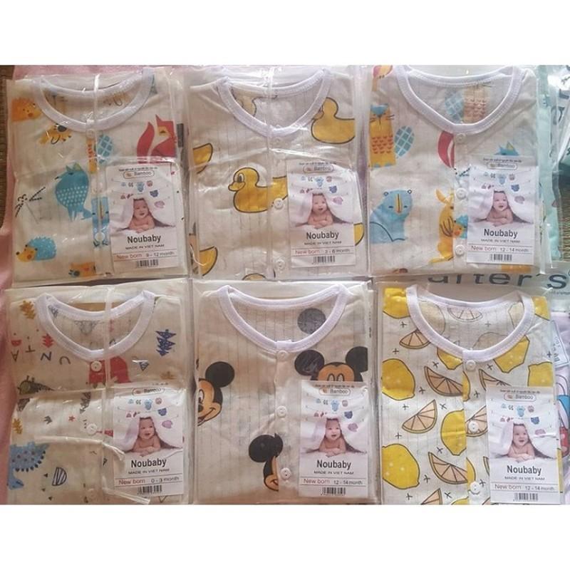 Một bộ quần áo cọc tay Noubaby cotton giấy cho bé từ 0 tháng đến 15 tháng tuổi