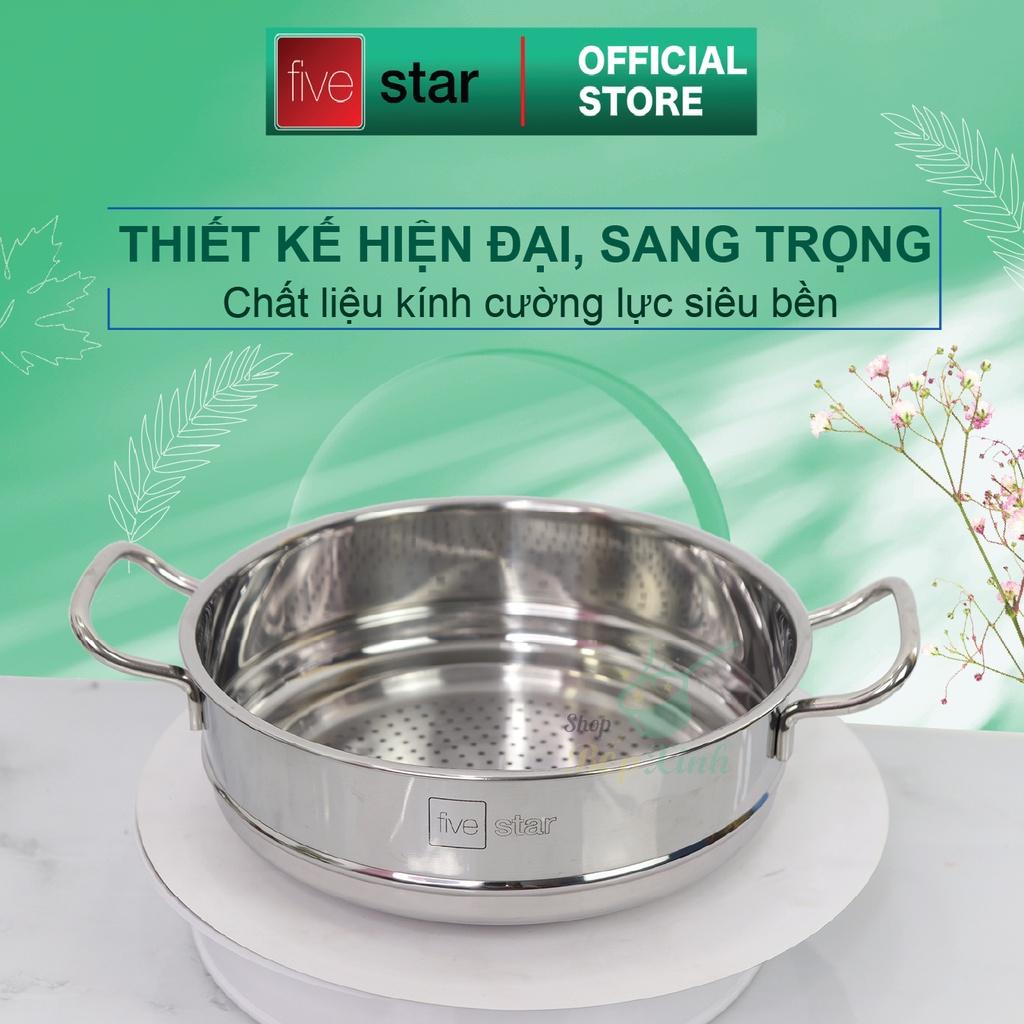 Bộ nồi xửng 3 đáy inox 304 Fivestar Plus 5 món nắp kính