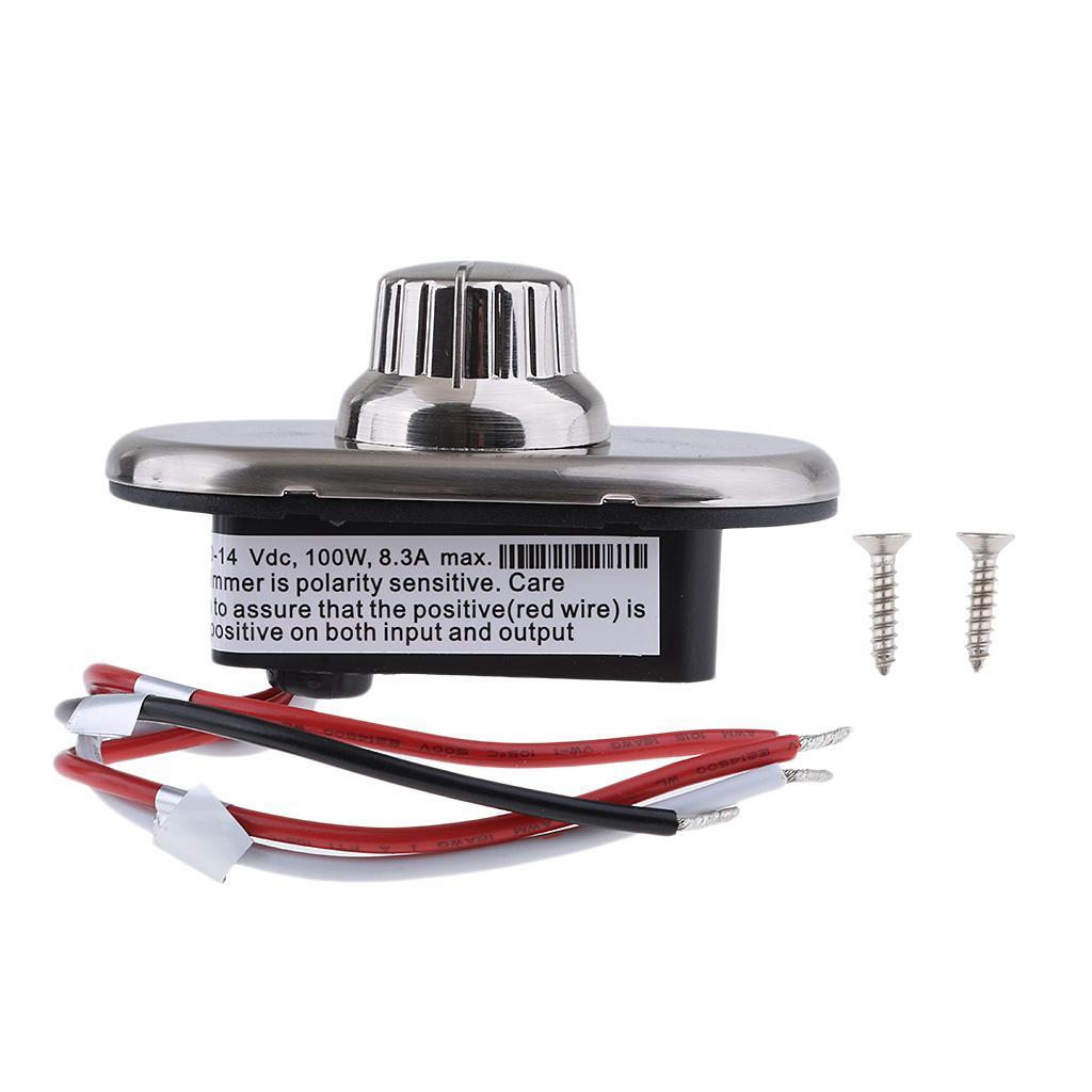 10- 100W 8.3A Boat LED Dimming Controller Dimmer Stainless Steel Cover