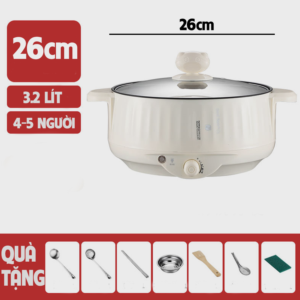 Nồi Lẩu Mini Cắm Điện Đa Năng Có Lớp Chống Dính Teflon Cao Cấp Tặng Kèm 7 Món Siêu Tiện Lợi NL-02