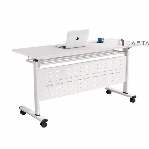 Bàn họp mặt MFC xếp gọn thông minh TF2003-12W Nội thất Capta Bàn làm việc hiện đại nhập khẩu màu trắng chân bàn sắt sơn tĩnh điện màu trắng có bánh xe Modern Office Desk hcm