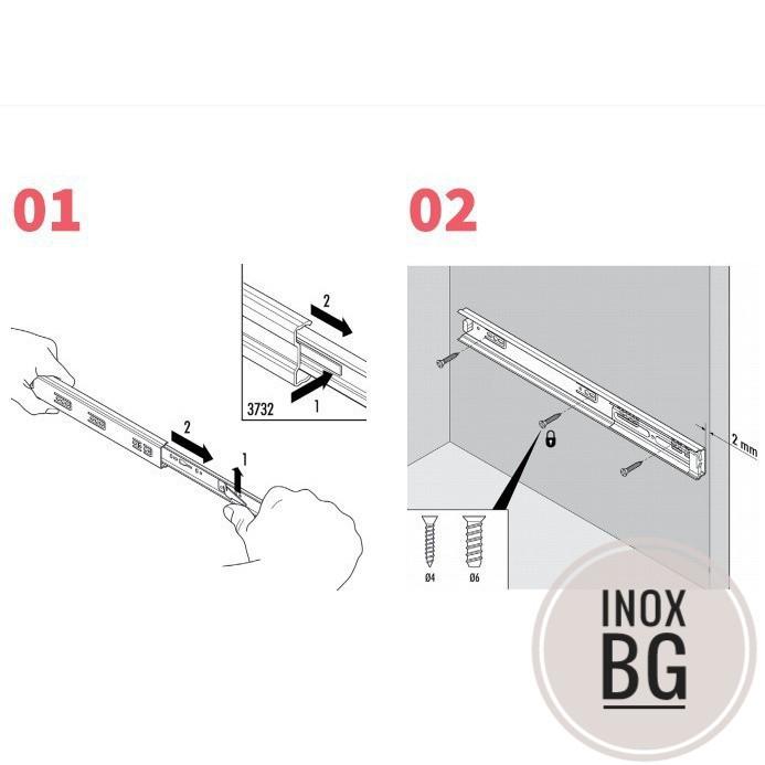Bộ 2 Ray bi ngăn kéo tủ quần áo tủ bếp 3 tầng