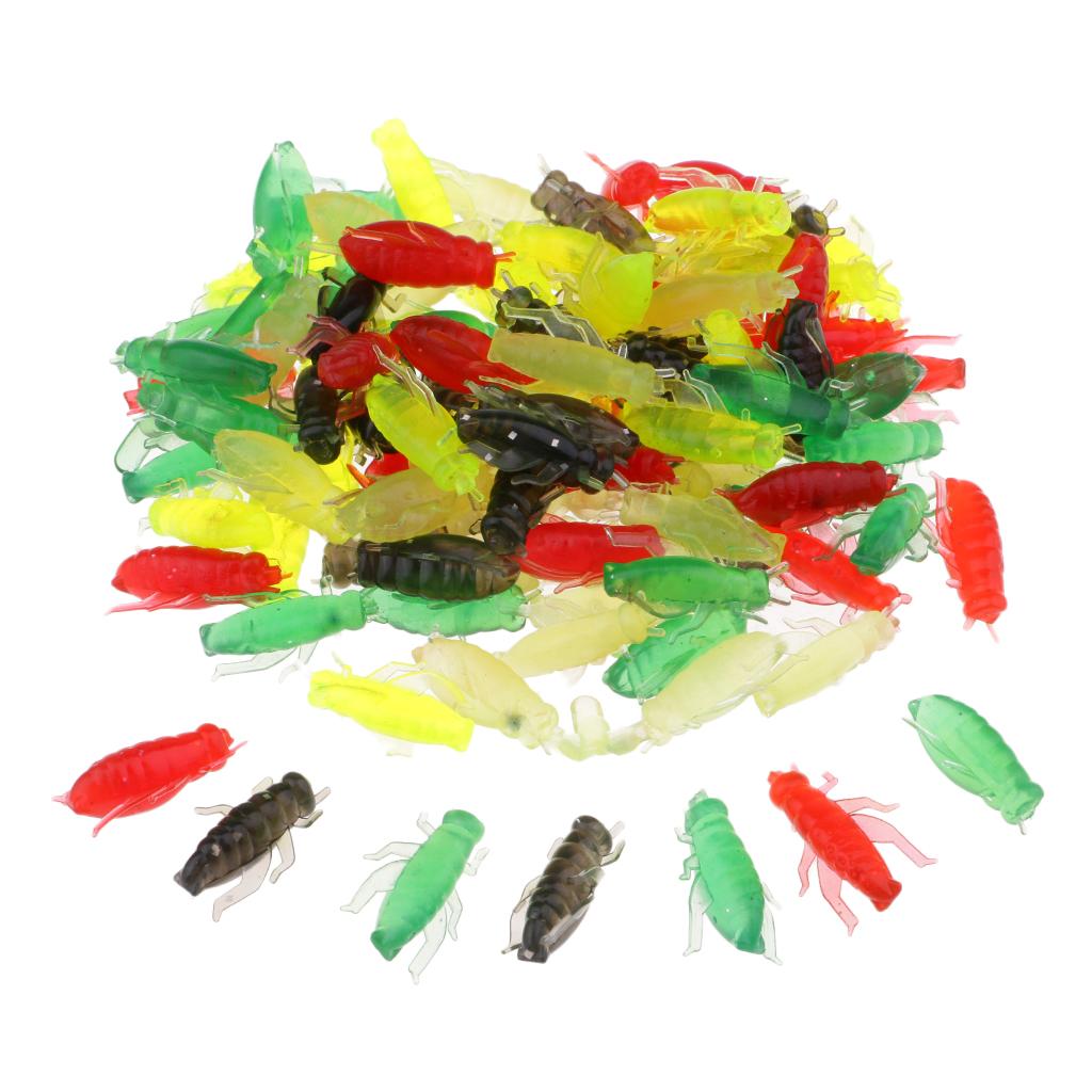 100pcs Artificial Cricket Bait Fishing Soft Lure Insect Bait Lure Flies Hook