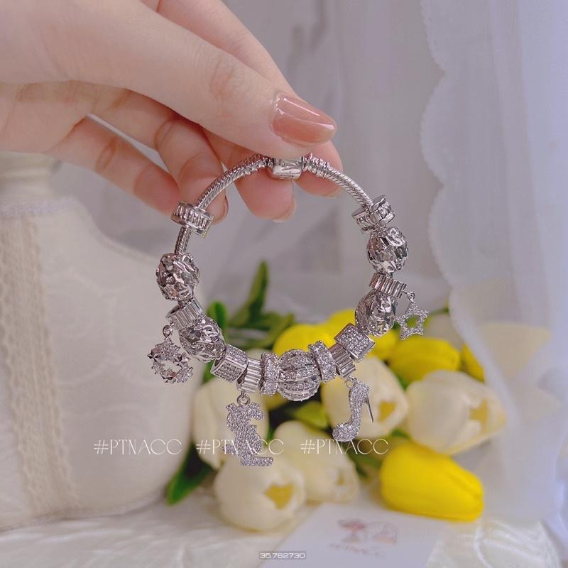 ᴾᵀᴺᵃᶜᶜ Vòng tay pandora xi bạch kim full charm | P762.5537