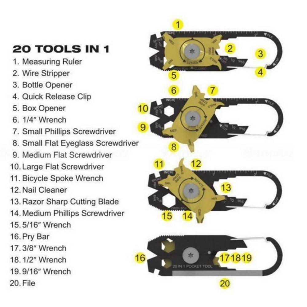 Móc khóa đa năng c'mon tools 20 chức năng trong 1 206436206307