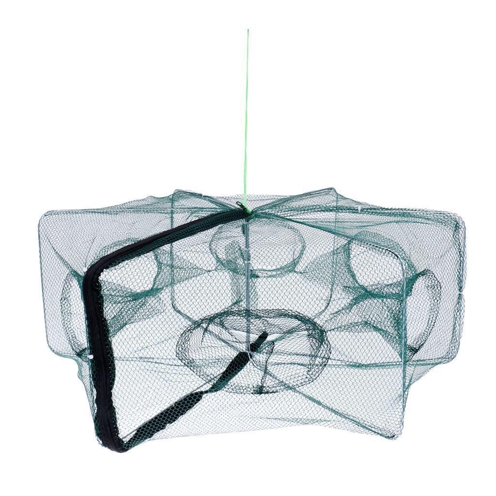 4 Foldable Fishing Crab Net Trap Cast Dip Cage Fish Prawn Shrimp Net 6 Holes