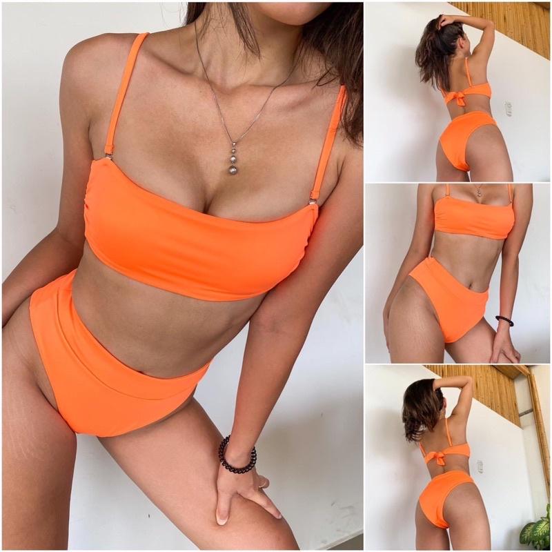 BIKINI 2 MẢNH CÚP NGỰC HAI DÂY MÀU TRƠN THỜI TRANG ĐI BƠI ĐI BIỂN (BAMBO BIKINI)