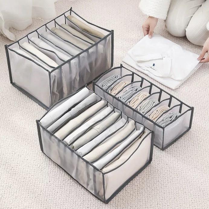 Túi vải đựng quần áo chia ngăn, hộp đựng đồ lót tất vớ gấp gọn tiện dụng tiết kiệm không gian