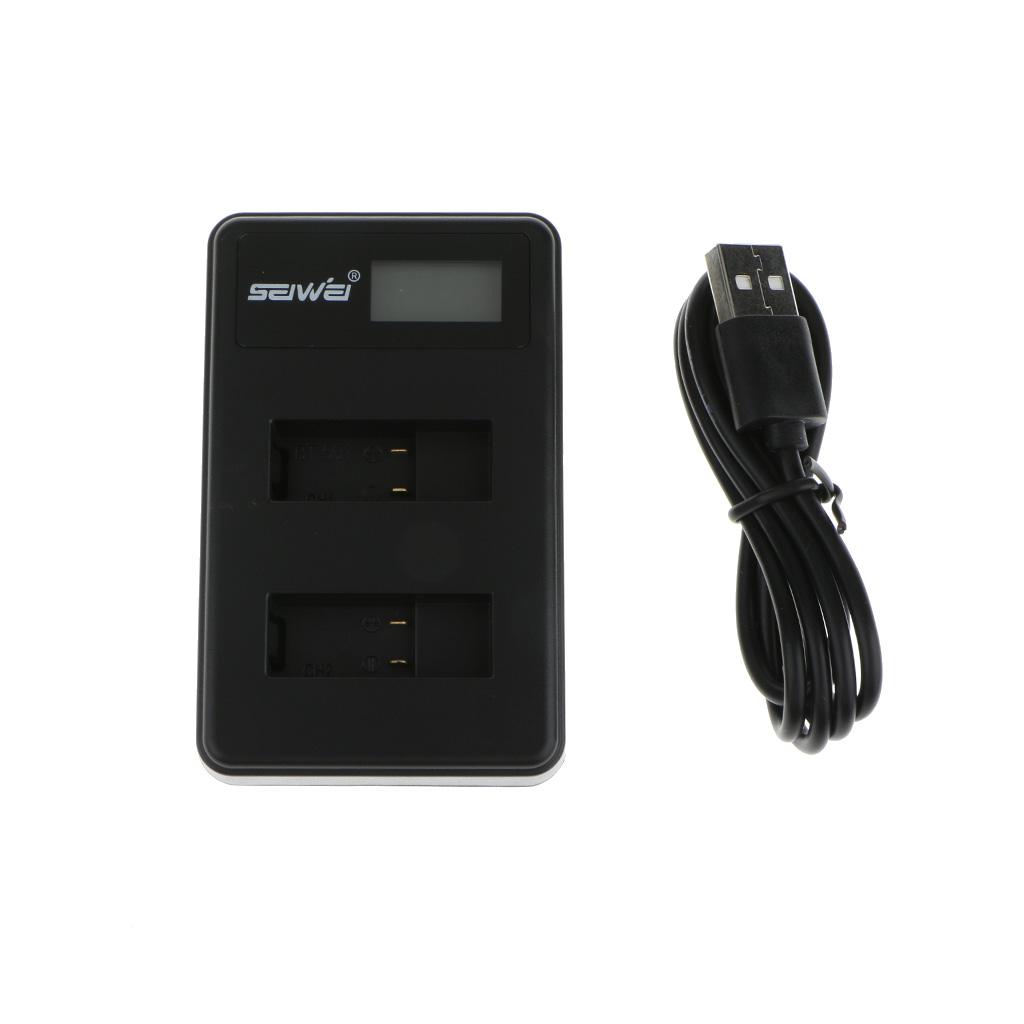 Dual USB Battery Dock Charger LCD Display + Mini Cable For GoPro HEro 6/5