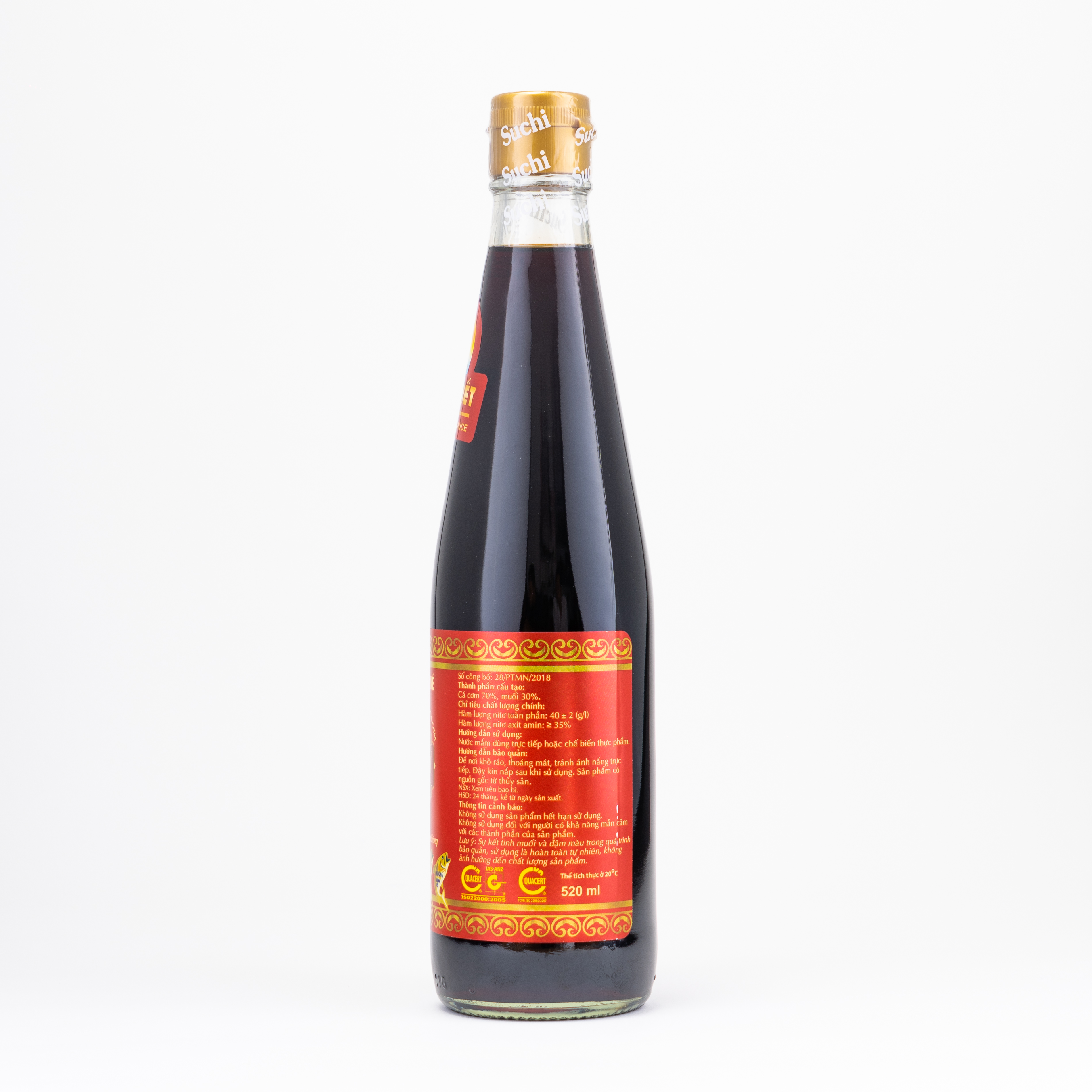 Hộp 2 Chai x 520ml Nước Mắm Cá Cơm Truyền Thống có US FDA Xuất Khẩu Suchi 40N 520ml