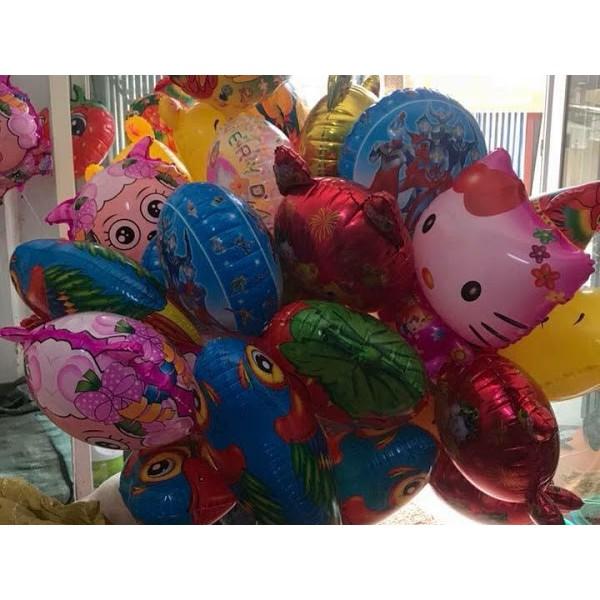 Sỉ 100 bóng bay hình con thú kèm que to và bơm tay bơm bóng