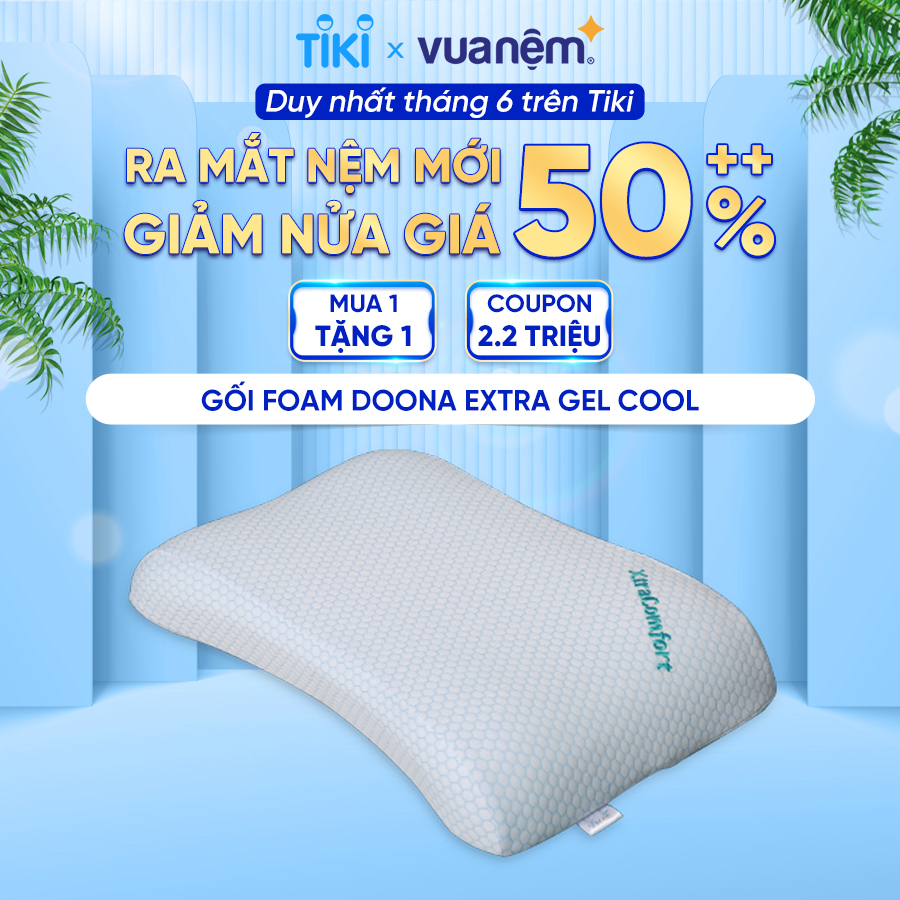 Gối Memory Foam Doona Extra Gel Cool 35x55cm cao cấp, nâng đỡ cổ vai gáy tối đa, êm ái mềm mại, thoáng mát