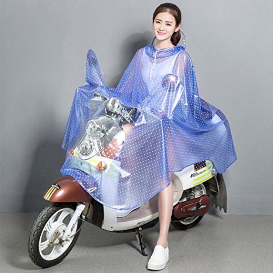 Áo mưa chấm bi có kính che mặt loại 1 - 2 mũ