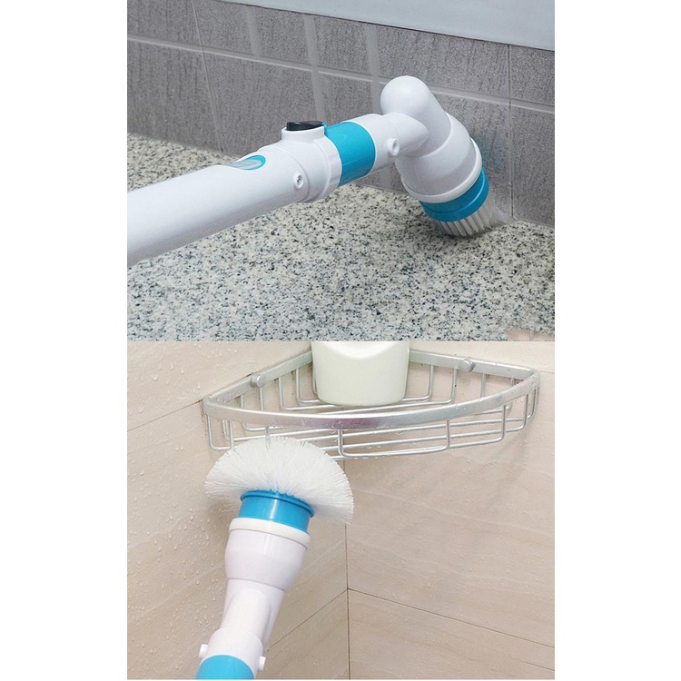 Máy Cọ Rửa Nhà Vệ Sinh Điện Cán Dài 3 Đầu Thay Thế Xoay 360 Độ, Cọ Toilet, Nhà Tắm