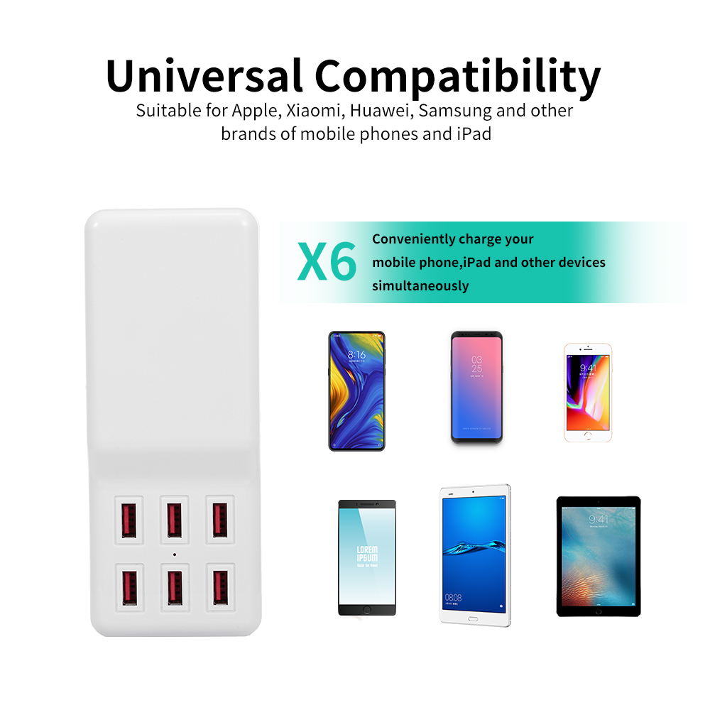 Đế Sạc Điện Thoại Đa Chức Năng Với 6 Cổng USB Cho Bộ Sạc Apple AnDroid Điện Thoại IPad Máy Ảnh Kỹ Thuật Số