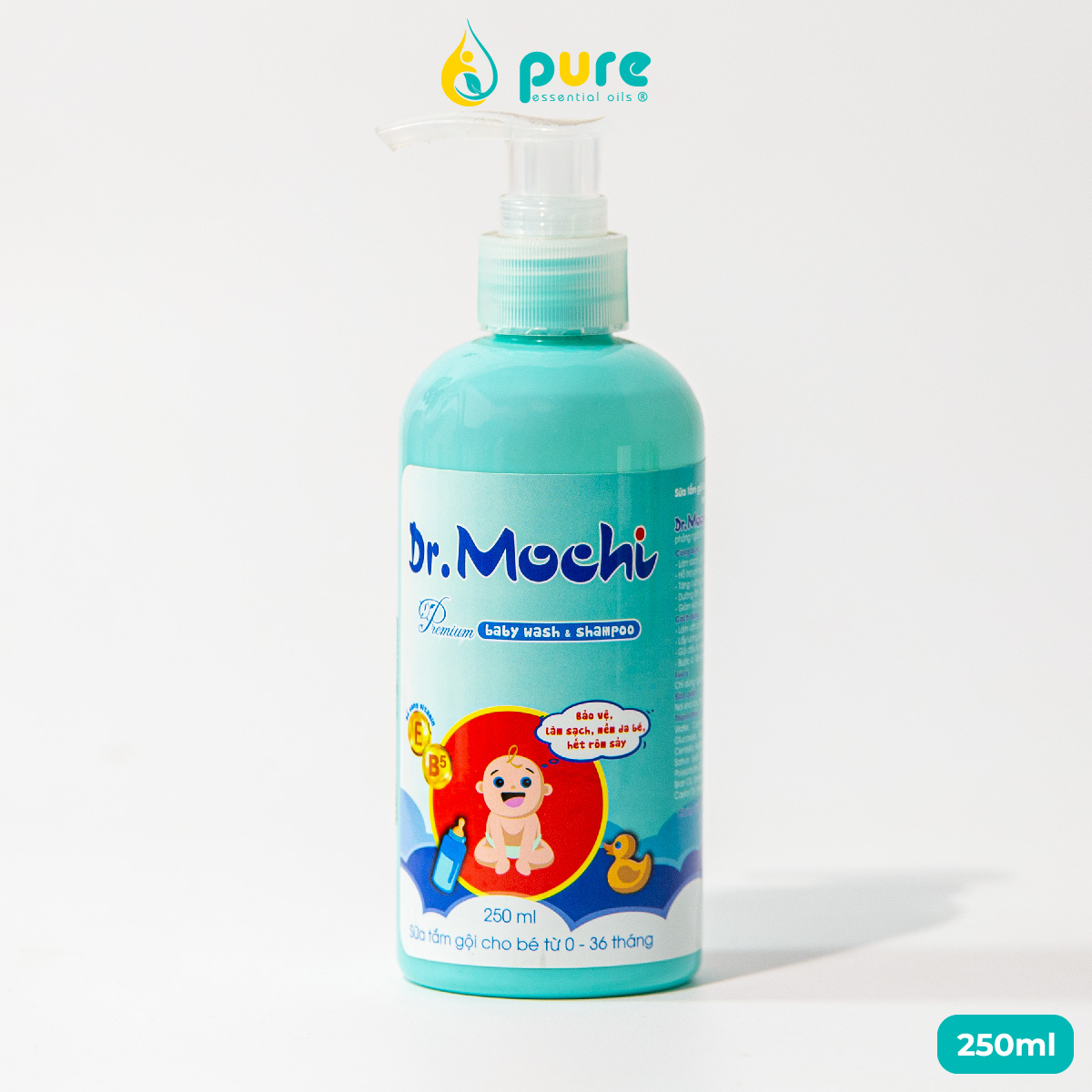 Sữa tắm gội toàn thân thảo dược cao cấp Dr. Mochi Premium 250ml - ngừa rôm sẩy, mẩn ngứa - dưỡng da mềm mịn cho bé