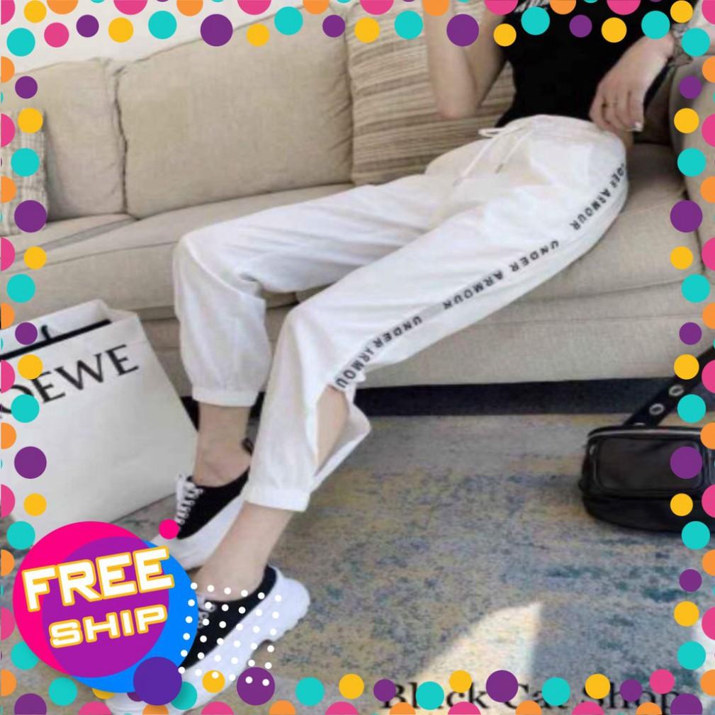 Quần Bom Hàn Thêu Chữ Cá Tính, Chất Vải Đũi Siêu Mát, Hàng Loại 1, Chất Đẹp