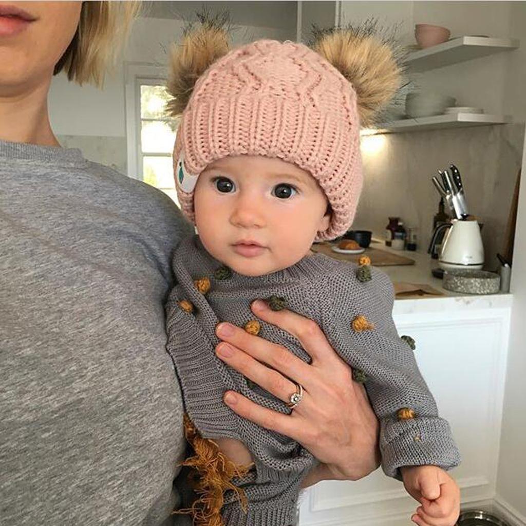 Toddler Girls Boys Baby Warm Winter Knit Beanie Hat Crochet Ski Cap