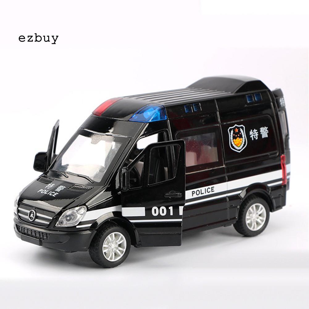【EY】Mini Simulated Pull Back Metal Sound Light Ambulance Police Car Kids Toy Gift