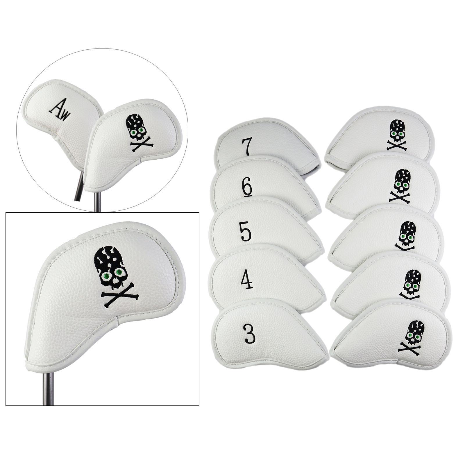 10x Golf Iron Head Covers PU Nylon Golf Club Headcovers Waterproof