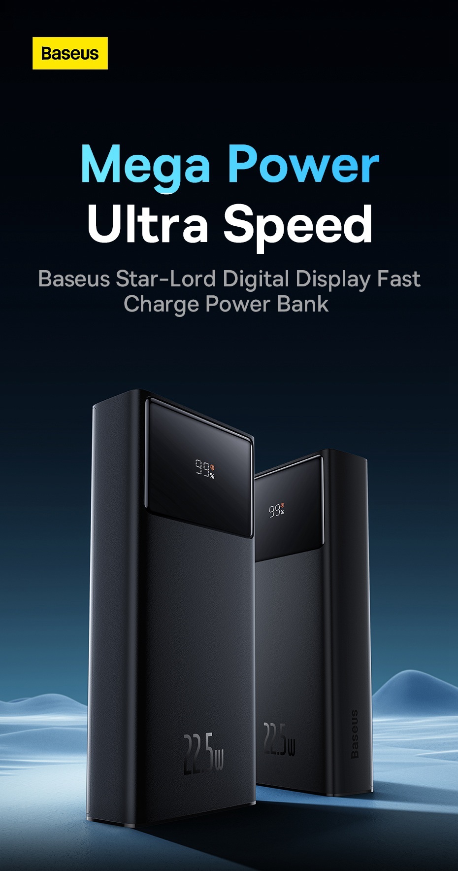 Pin sạc dự phòng Baseus Star-Lord Digital Display 20000mAh 22.5W - Hàng chính hãng