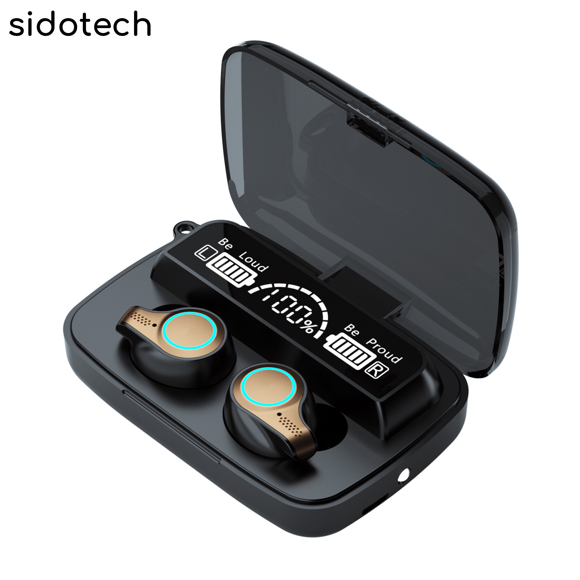 Tai nghe bluetooth không dây SIDOTECH mini TWS true wireless có micro không dây bluetooth 5.1 âm thanh CV8 bùng nổ Siêu Bass, màn hình LED hiển thị pin, cảm ứng vân tay cực nhạy có sạc dự phòng cho điện thoại, mẫu tai nghe không dây Siêu Bass - Hàng Chính Hãng