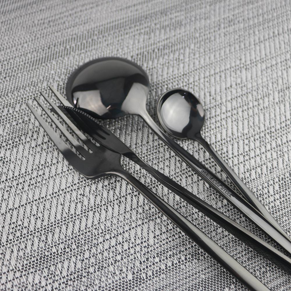 30 Chiếc Vàng Bộ Dao Kéo Inox Chén Ăn Bộ Nhà Bếp Đen Bộ Đồ Ăn Hoa Quả Bánh Dĩa Phẳng Bằng Bạc Bàn