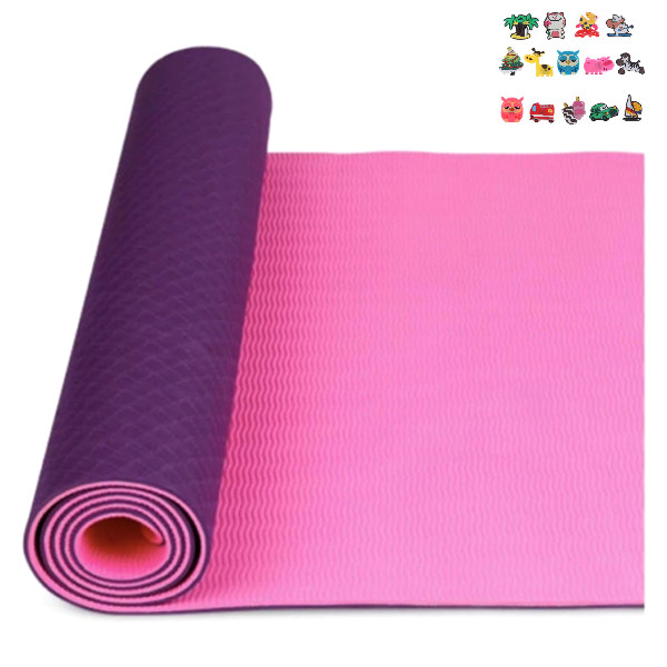 Thảm yoga 2 lớp cao cấp - Thảm tập Gym và yoga 183x61x0.4cm dễ gấp gọn và di chuyển mọi lúc, giao màu ngẫu nhiên+ Tặng kèm hình dán