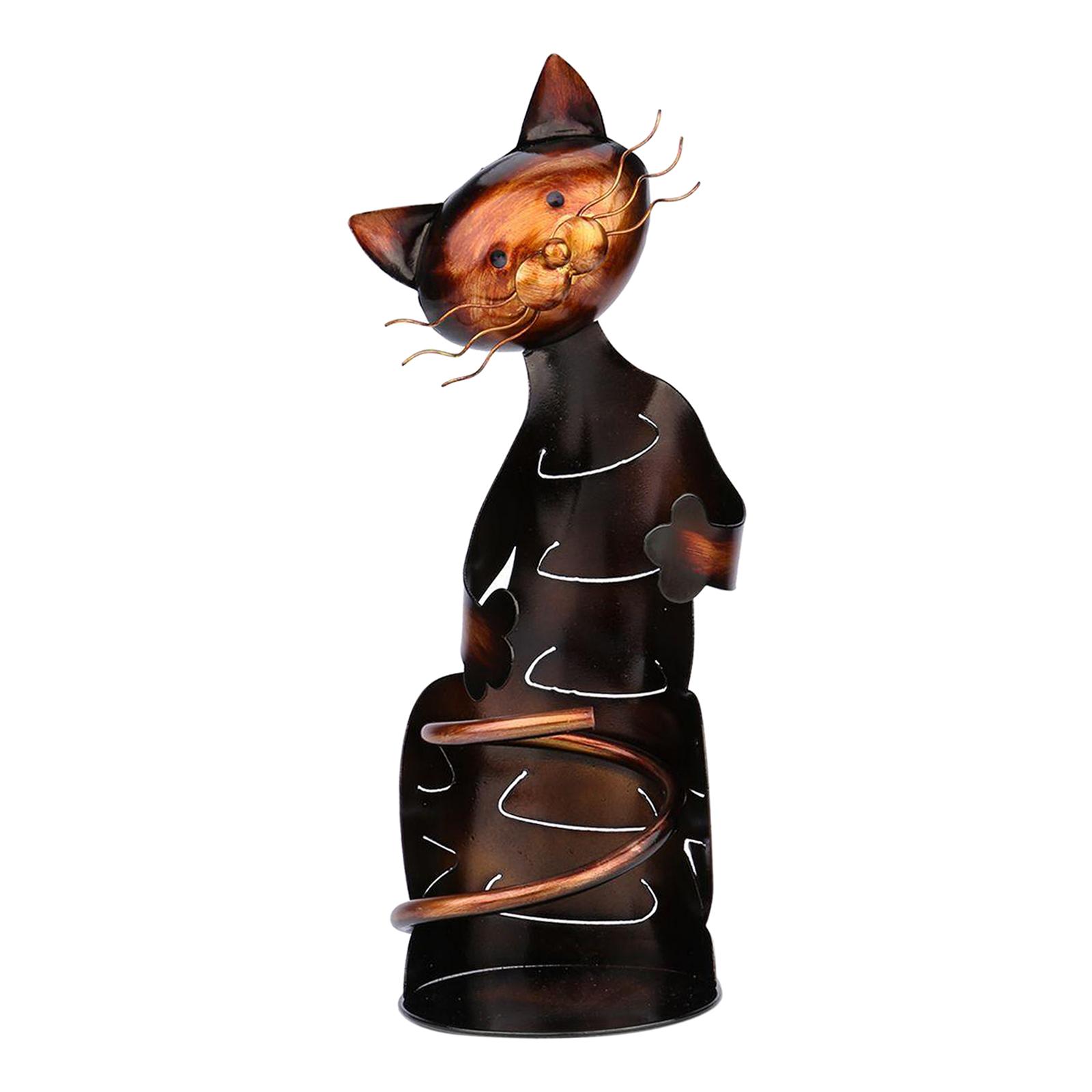 Vintage Wine Holder Wine Rack Wine Shelf Metal Sculpture Crafts Cat Animal Gifts Home Bar Kitchen Tabletop Decorations