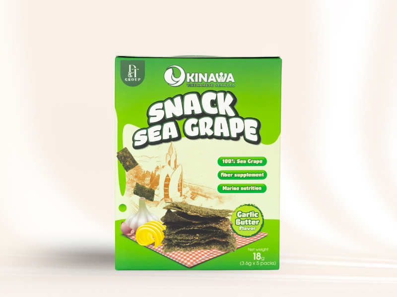 Snack rong nho dinh dưỡng Okinawa - Vị bơ tỏi - Hộp 18gr