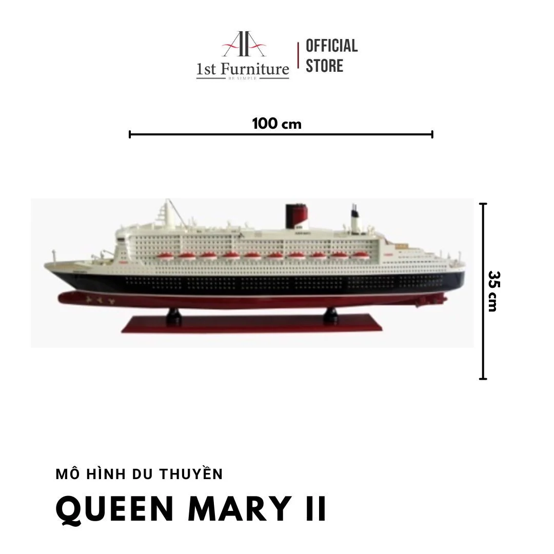 Mô hình Du thuyền QUEEN MARY II cao cấp, mô hình thuyền gỗ tự nhiên sang trọng lắp ráp sẵn 1st FURNITURE