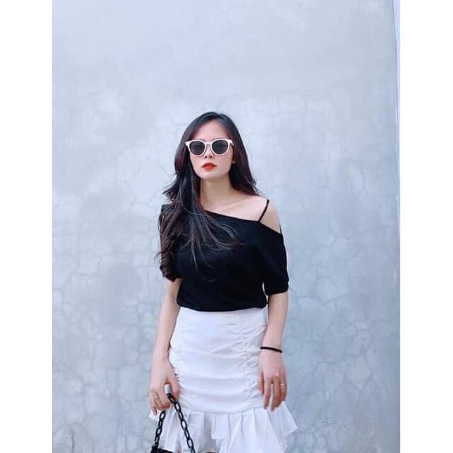 ÁO COTTON LỆCH VAI 3 MÀU SIÊU HÓT