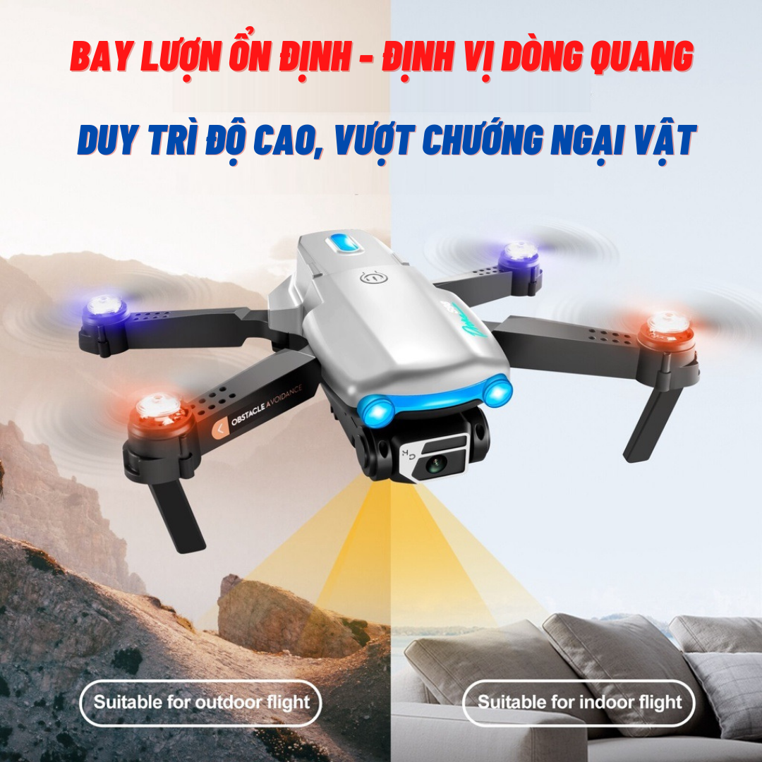 Flycam Mini Giá Rẻ Drone S98 Pro, Máy Bay Điều Khiển Từ Xa 4 Cánh Động Cơ Không Chổi Than, Play Camera Cao Cấp 2 Camera,