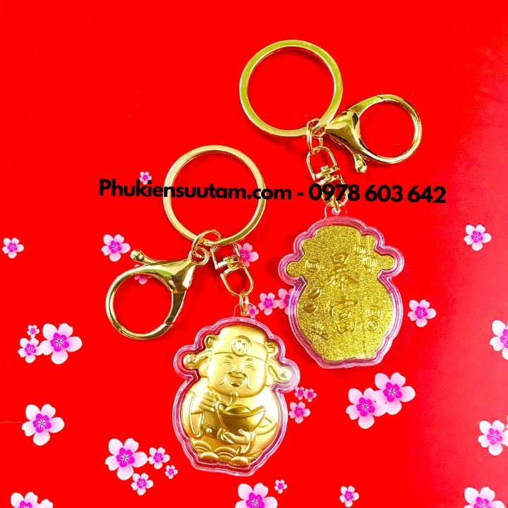 Combo 30 Móc Khóa Ông Thần Tài Vàng, kích thước: 17cmx9cm, màu vàng - SP005979