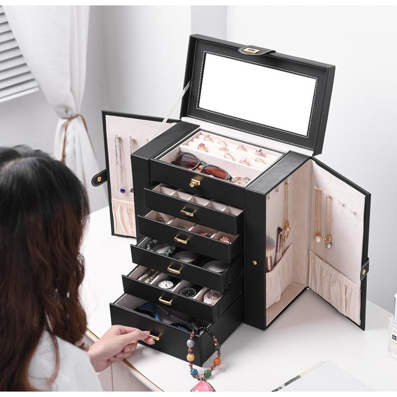 Hộp đựng trang sức dụng cụ trang điểm 5 tầng có gương trang điểm GRAND MARINA JEWELRY BOX