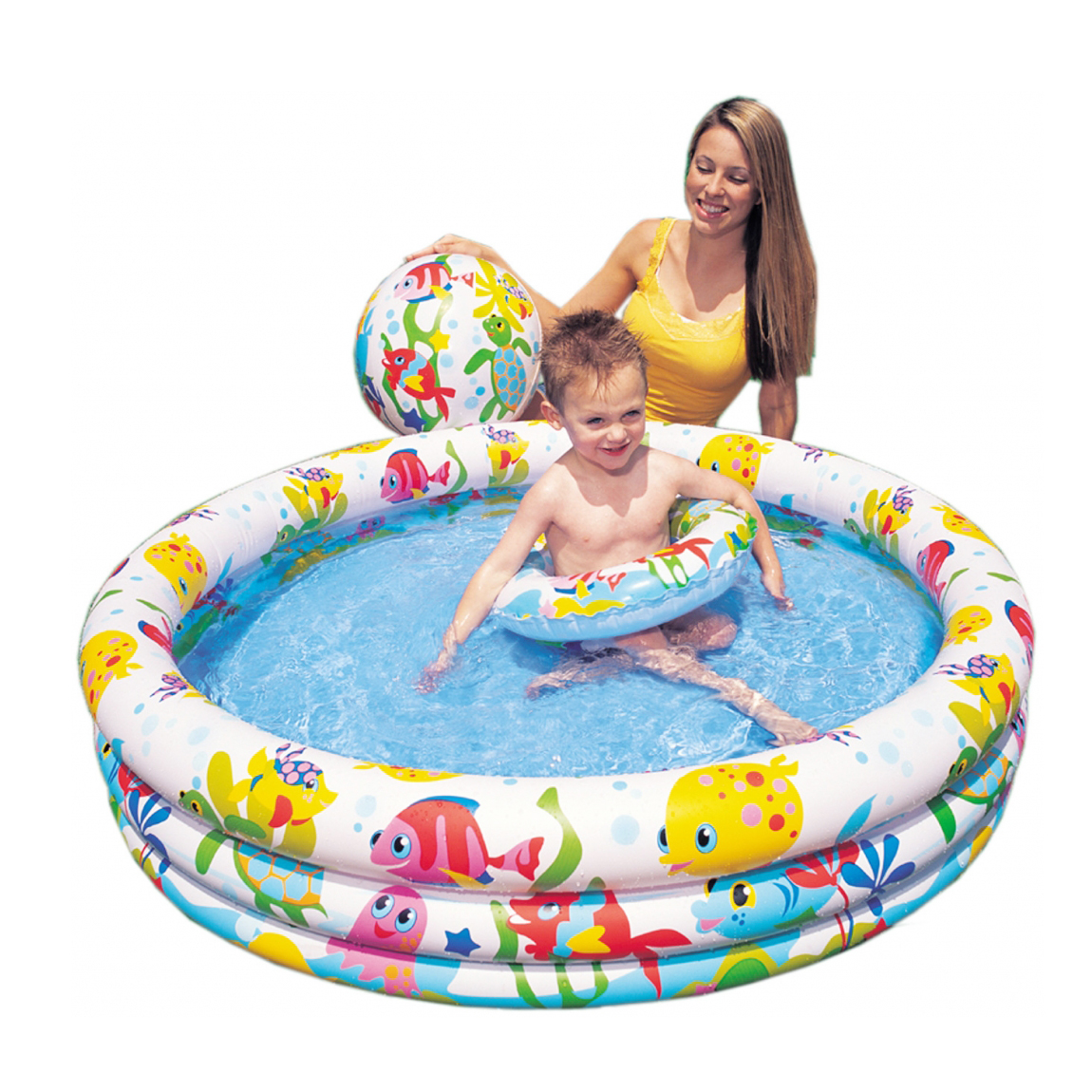 Bể bơi tròn 3 tầng kèm phụ kiện bóng hơi và phao bơi cho bé trai và bé gái loại to, đường kính 1,32m, chất liệu nhựa PVC cao cấp bền đẹp, đáy chống trơn SALE XẢ KHO