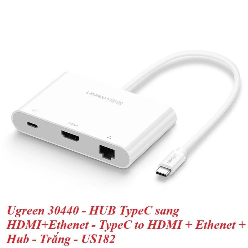 Ugreen UG30440US182TK Bộ chuyển đổi TYPE C sang USB 3.0 + USB 2.0 + HDMI + LAN + hỗ trợ nguồn TYPE C - HÀNG CHÍNH HÃNG