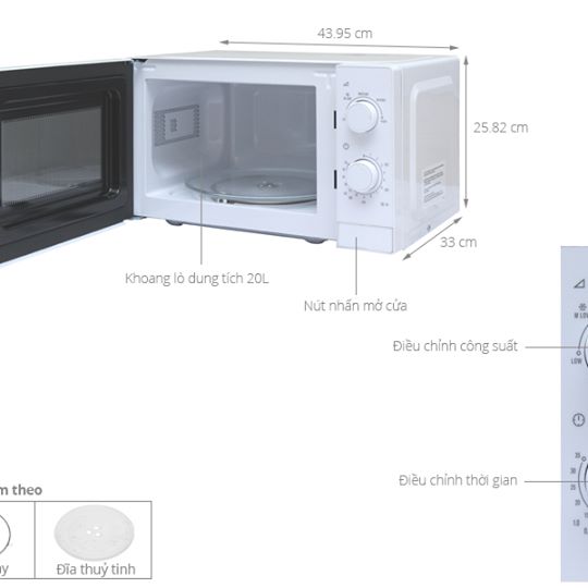 Đĩa quay dùng cho Lò vi sóng có nướng cơ for Electrolux EMM2022GW 20 lít