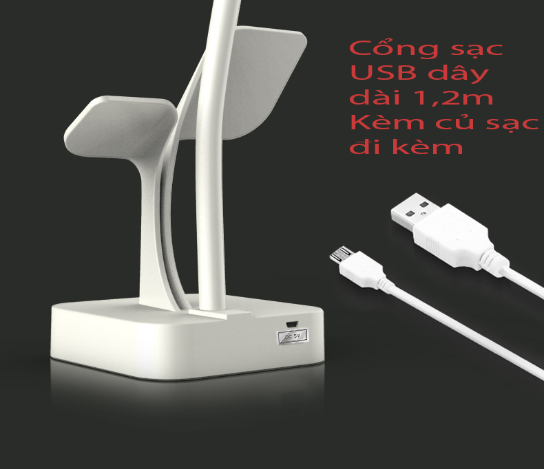 Đèn học, đèn đọc sách LED 550TD3 chống cận để bàn cao cấp Pin 2500mah, 3 chế độ sáng, ánh sáng vàng bảo vệ mắt (kèm cục sạc và dây )