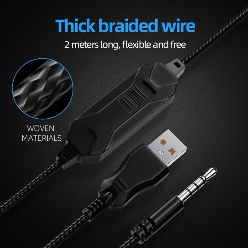 Âm Thanh Vòm Tai Nghe Tai Nghe Stereo Với Chống Ồn Ánh Sáng RGB Tương Thích Với PC Máy Tính Laptop HX6A
